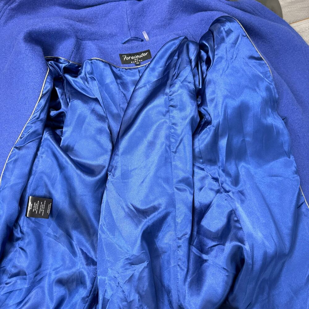 Vintage Blue Wool Blend Shawl Coat Snap Closure Size 18 Forecaster of Boston - Picture 7 of 10